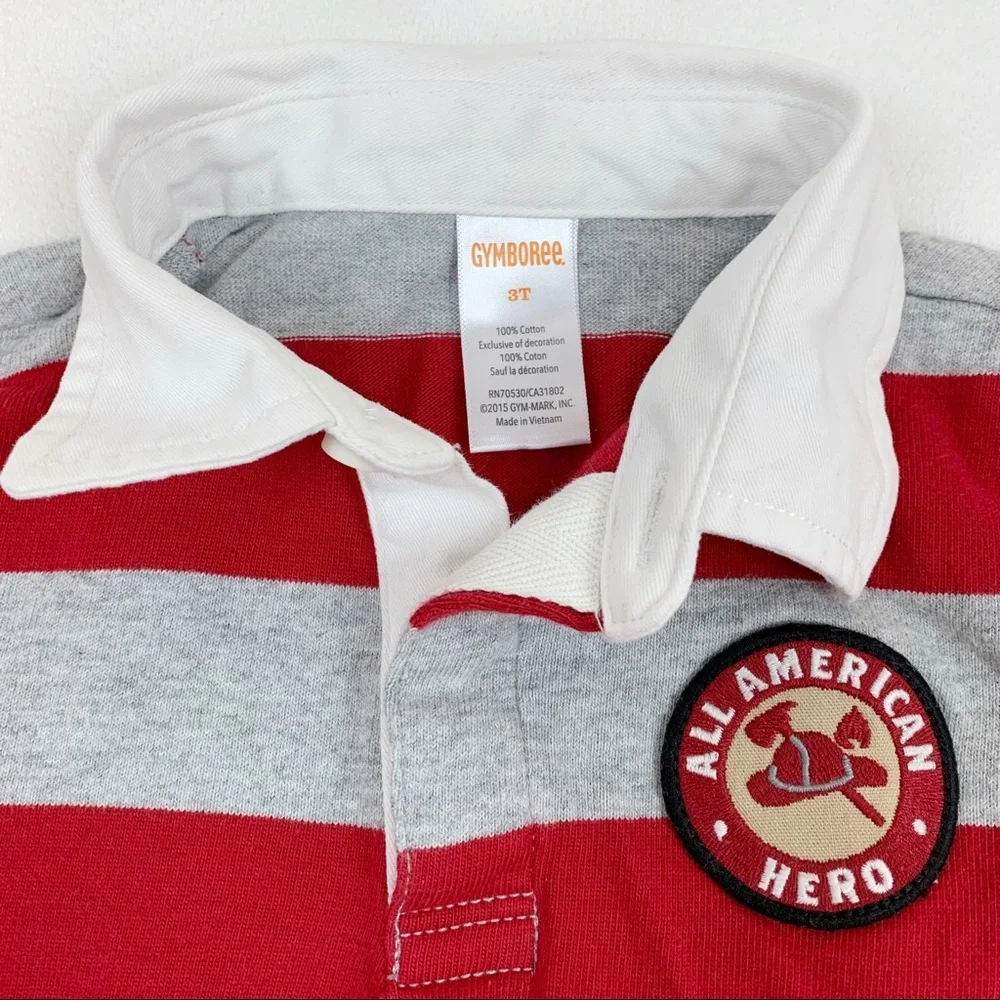 Gymboree long sleeve striped patch‎ polo shirt